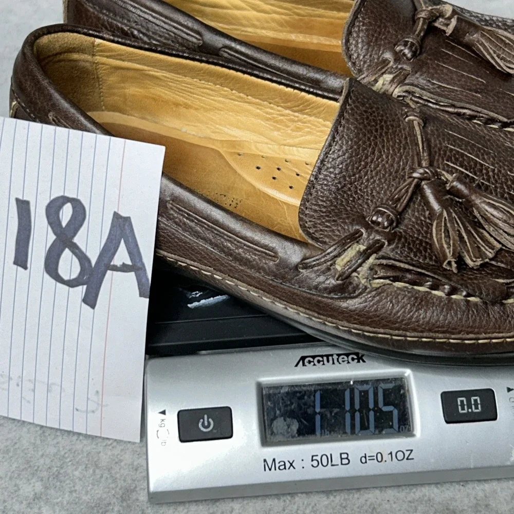 VTG Johnston & Murphy Hayes Loafers Handcrafted Brown Leather Tassel Preppy 9.5M